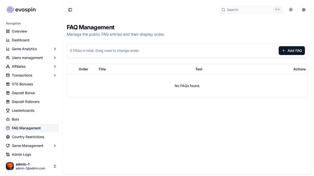FAQ management